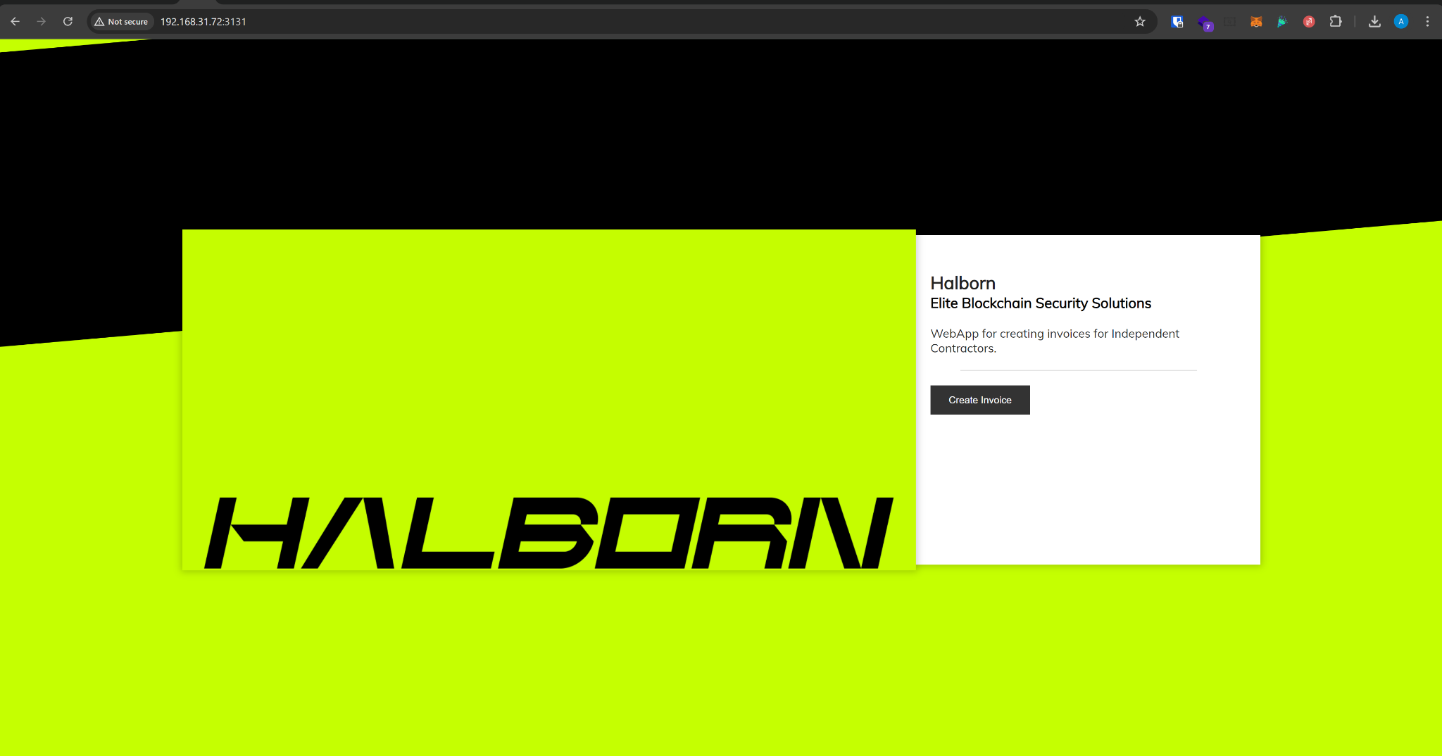 Halborn Invoice landing